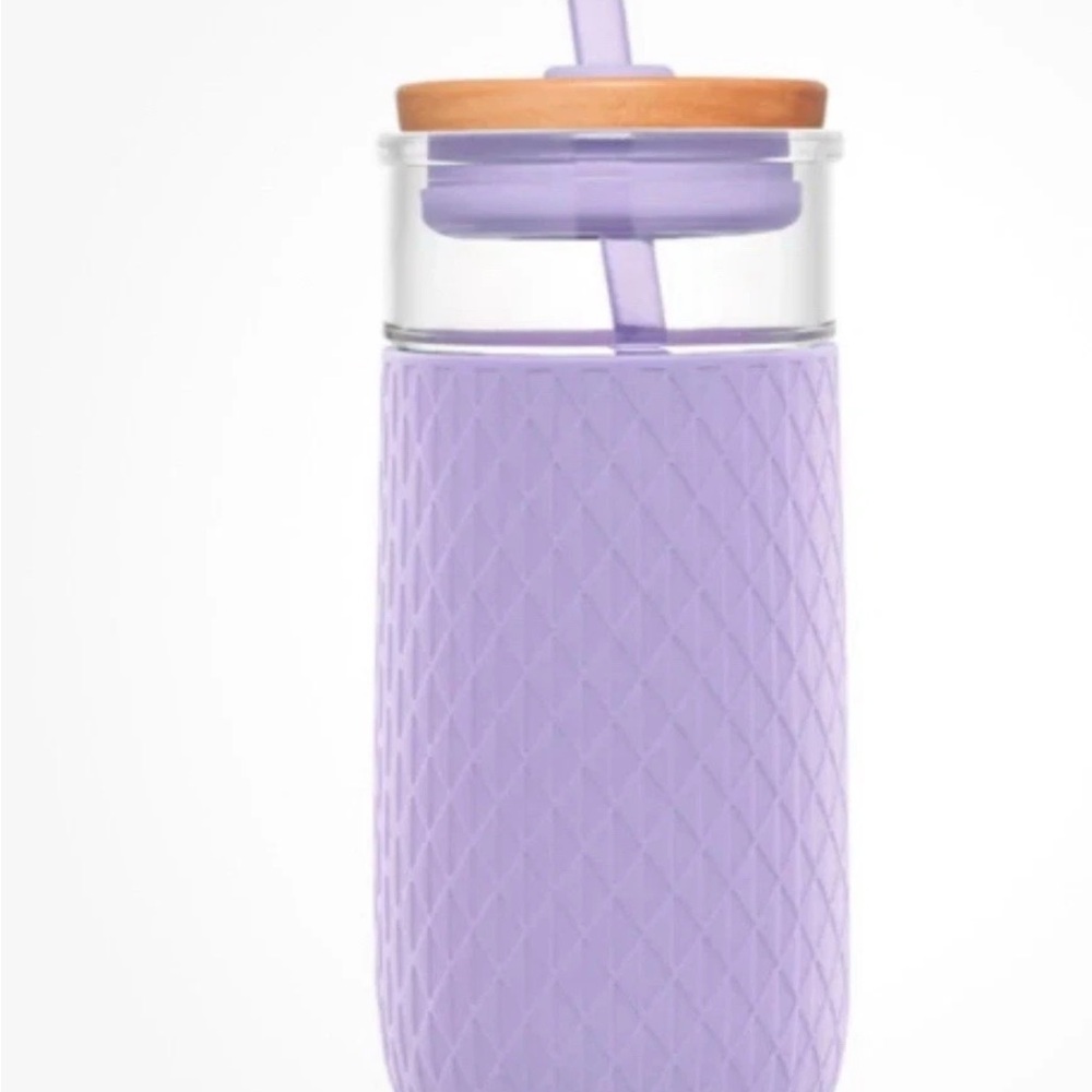 Ello Devon Glass Tumbler wStraw 18oz BPA Free Pastel Purple Shield Silicone New